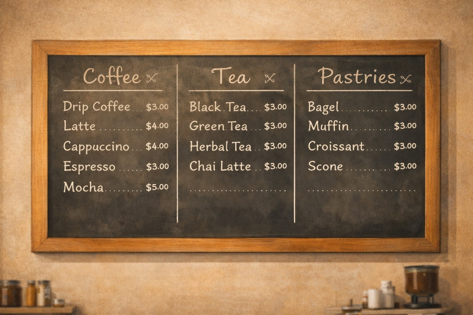 Drink menu